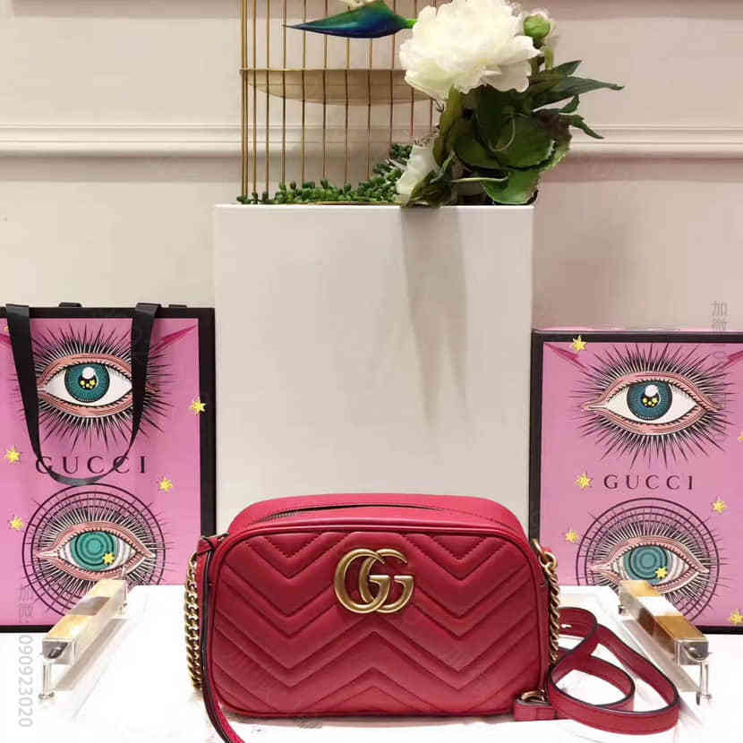 Gucci古驰 GG Marmont绗缝手袋 447632 红色