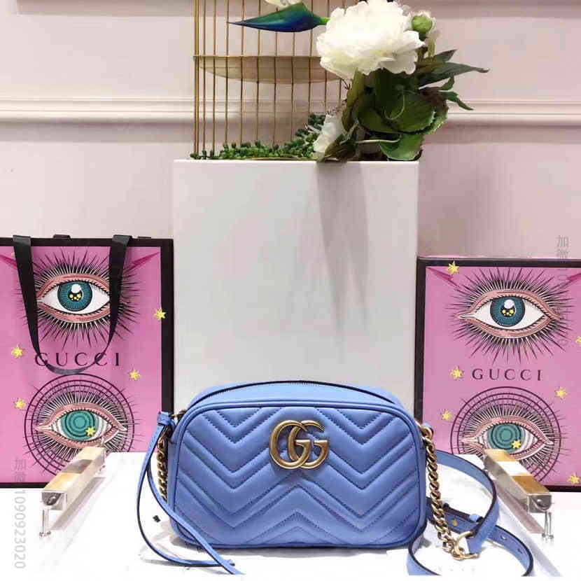 Gucci古驰 GG Marmont绗缝手袋 447632 蓝色