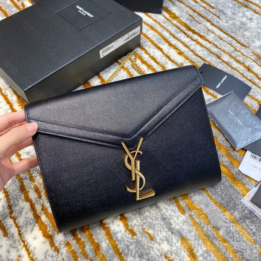 【原厂皮】YSL/圣罗兰 CASSANDRA鱼子酱纹压花翻盖信封链条包 58...