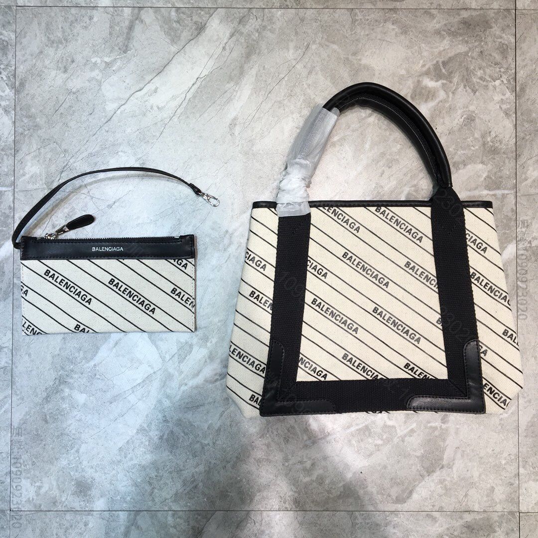 Balenciaga巴黎世家小号条纹标识帆布包522