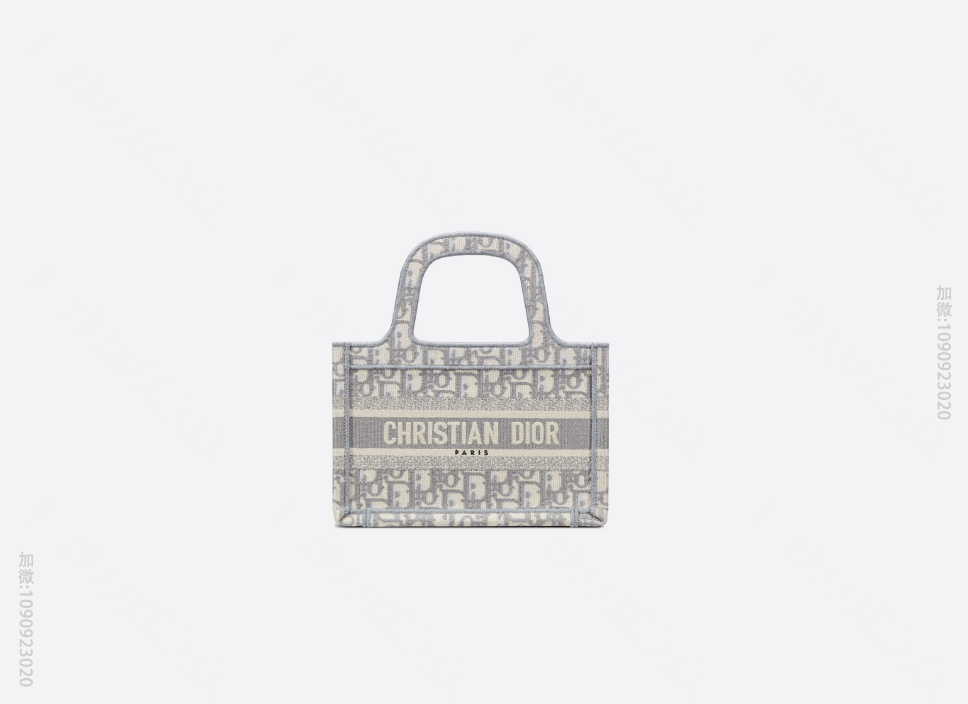 Dior/迪奥 灰色帆布OBLIQUE图案刺绣BOOK TOTE迷你托特包 ...