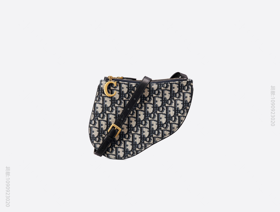 Dior/迪奥 Saddle蓝色Oblique缇花帆布三层风琴包 S5642