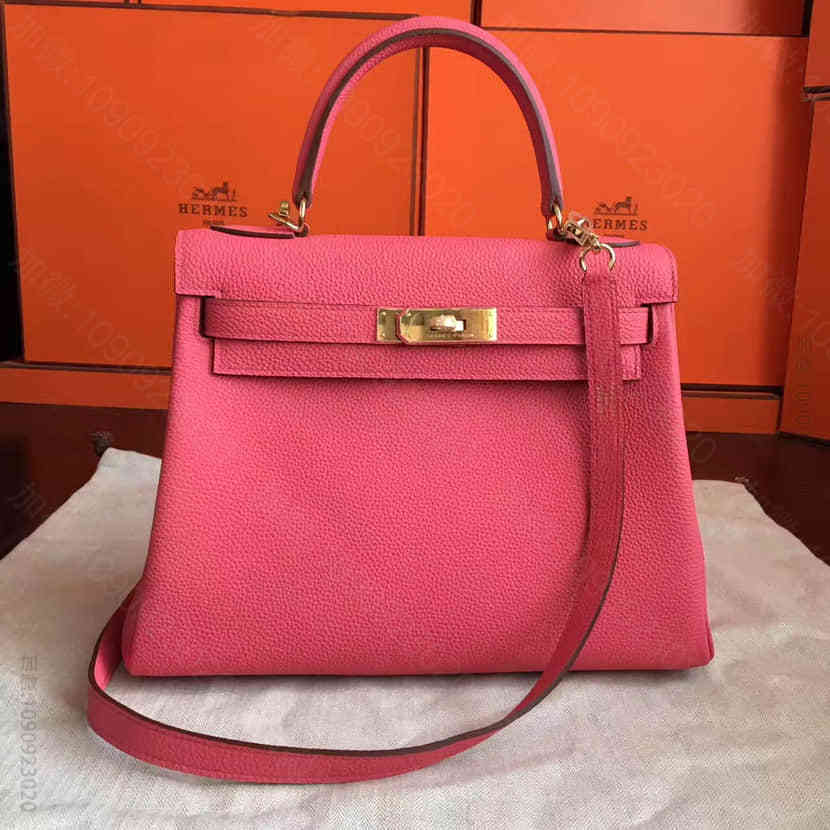 爱马仕Hermes 唇膏粉顶级小牛皮Kelly凯莉包 28CM