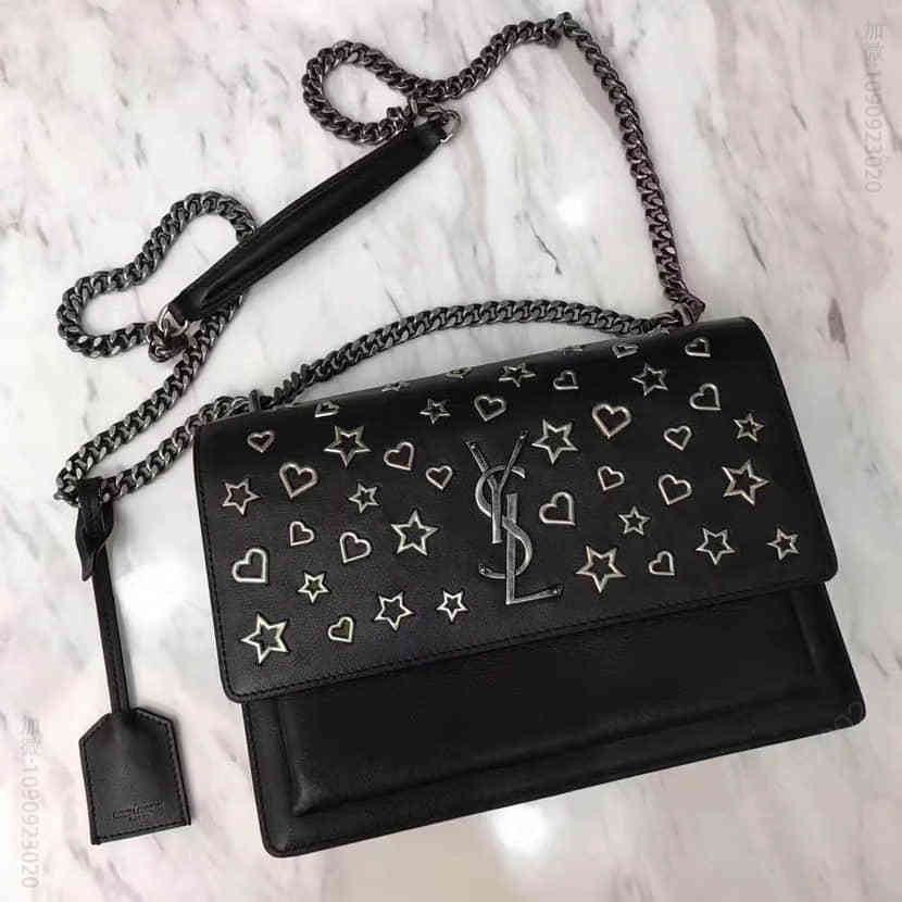 圣罗兰YSL 中号SUNSET MONOGRAM SAINT LAURENT黑色铆钉包 470426