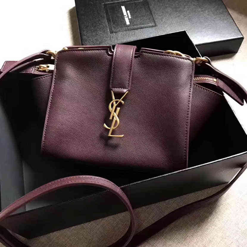 YSL圣罗兰SAINT LAURENT 枣红色TOY YSL CABAS挎包452322