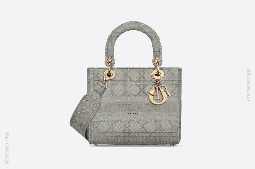 Dior 中号岩石灰刺绣藤格纹Lady D-Lite戴妃包 M0565ORE...