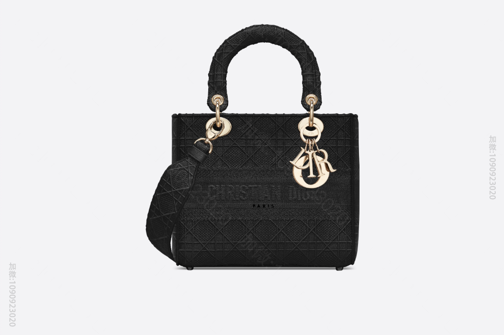 Dior 中号黑色刺绣藤格纹Lady D-Lite戴妃包 M0565OREY...