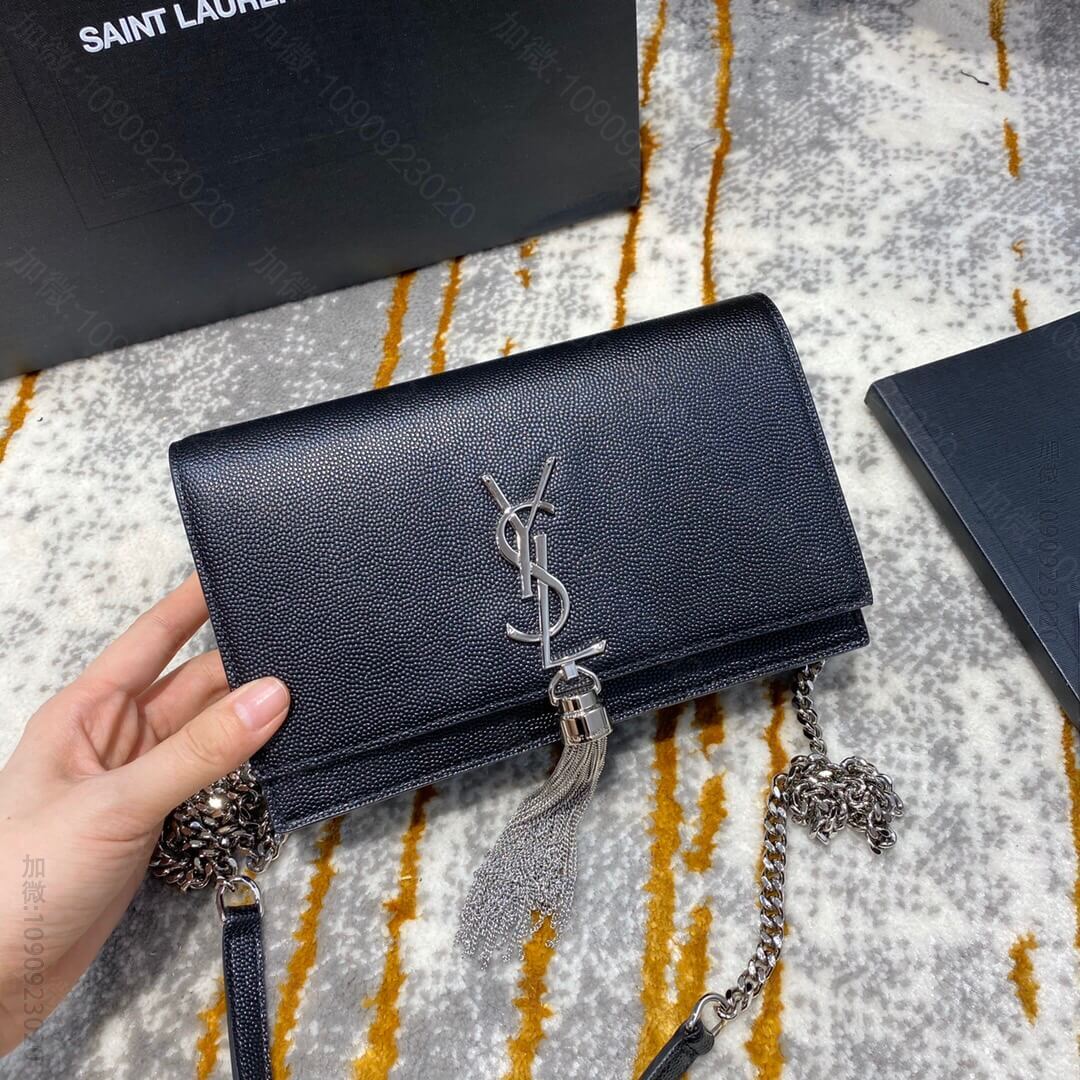 YSL/圣罗兰 MONOGRAM KATE 鱼子酱流苏链条包 452159黑...