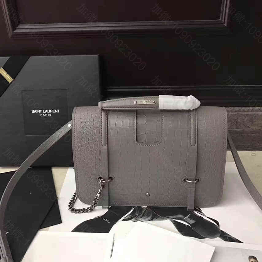 YSL圣罗兰 雾色鳄鱼皮纹CHARLOTTE斜跨包 472657