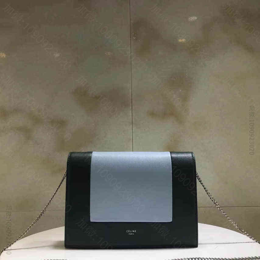 CELINE/赛琳 FRAME海军蓝和兰色光滑小羊皮链条晚装包 107773A
