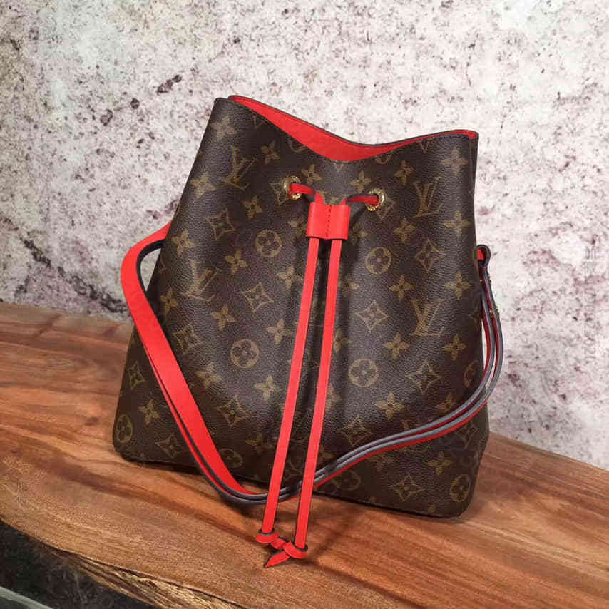 LV Monogram老花帆布面料 NEONOE水桶包 M44021红色