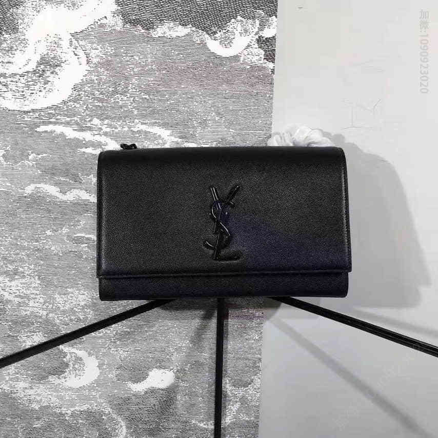 YSL/伊夫圣罗兰 颗粒牛皮黑扣拼宽肩带斜挎包 446753