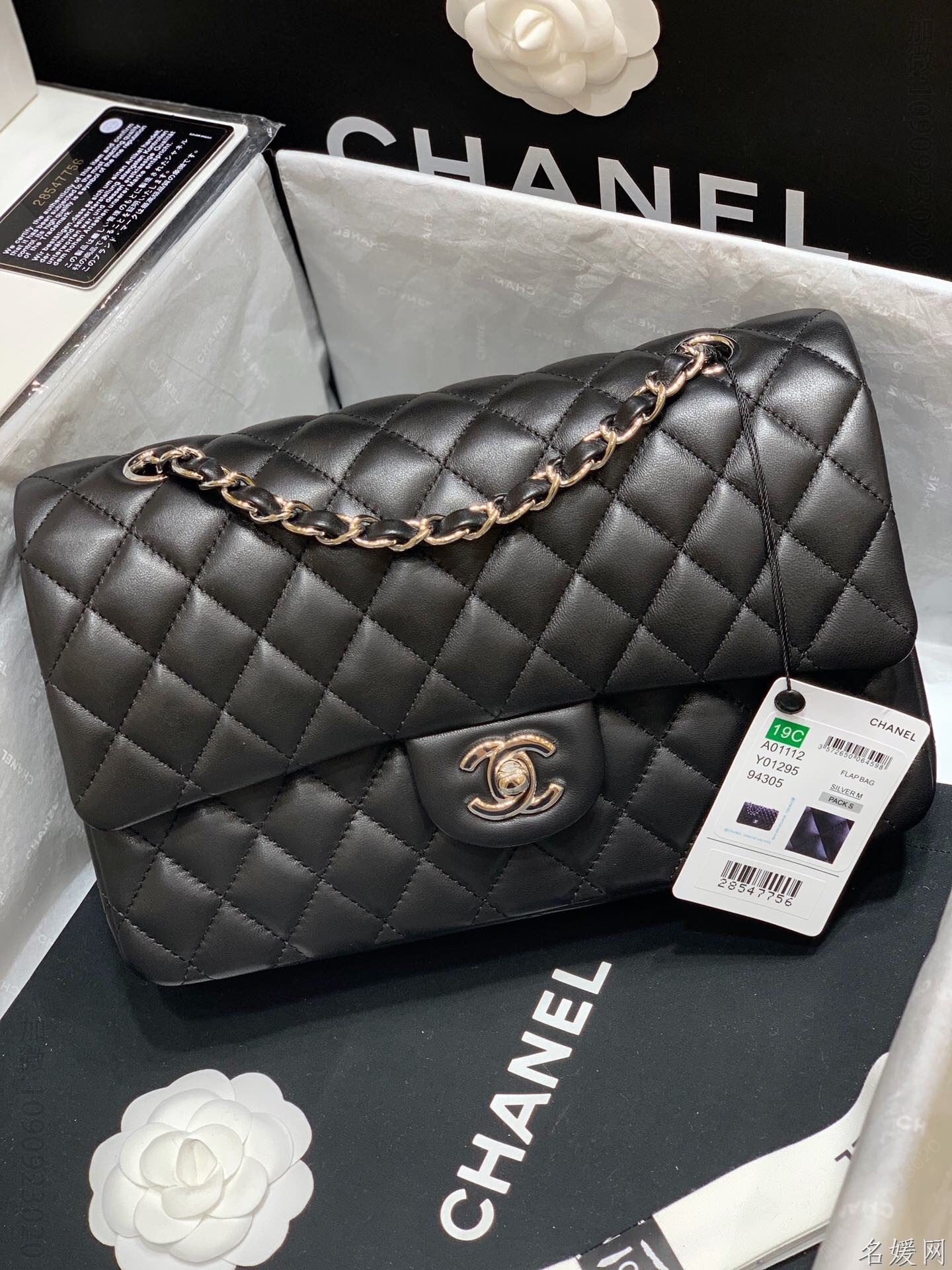Chanel/香奈儿 CF25羊皮单肩斜挎包 A01112黑色银扣
