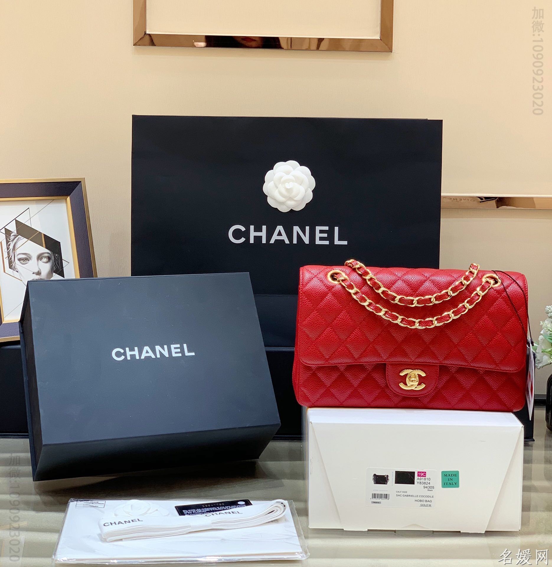 原单香奈儿单肩女包 香奈儿单肩女包 Chanel/香奈儿 CF25鱼子酱单肩斜挎包 A01112红色金扣 