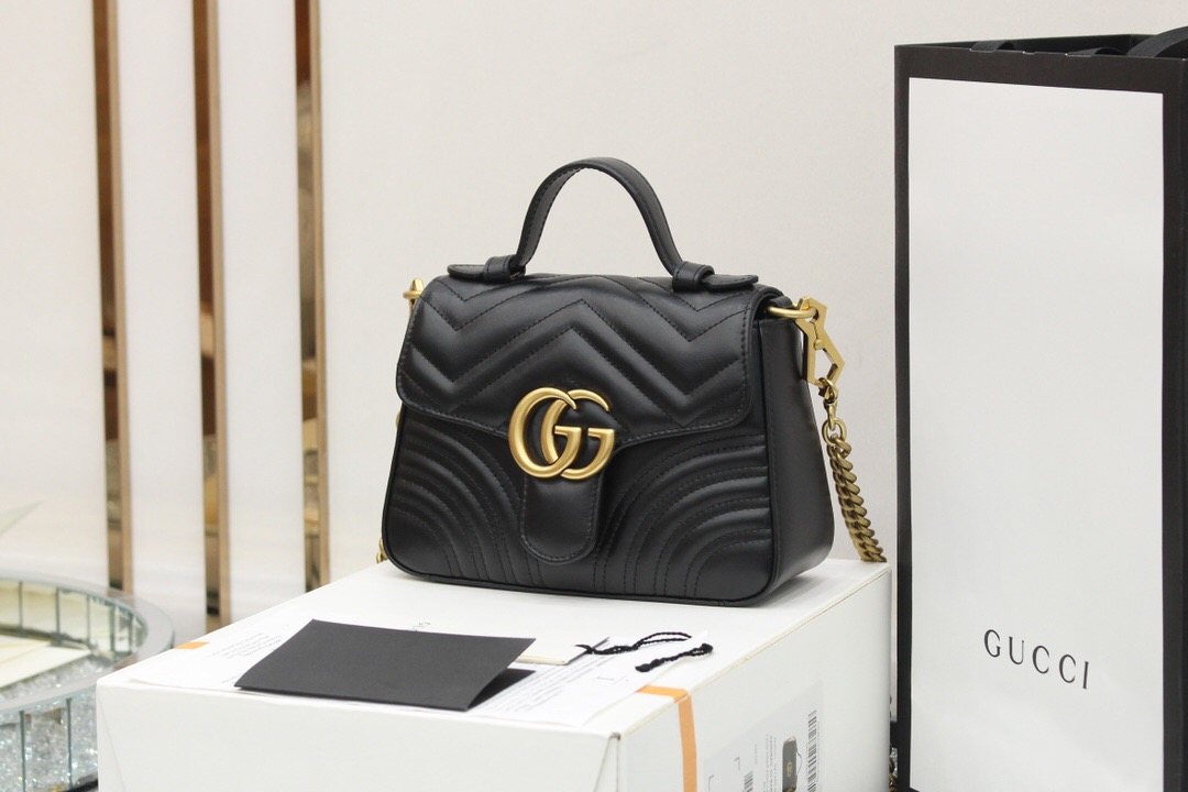 古驰女士手提包 原厂皮 Gucci GG Marmont mini top handle bag 547260 DTDIT 1000 