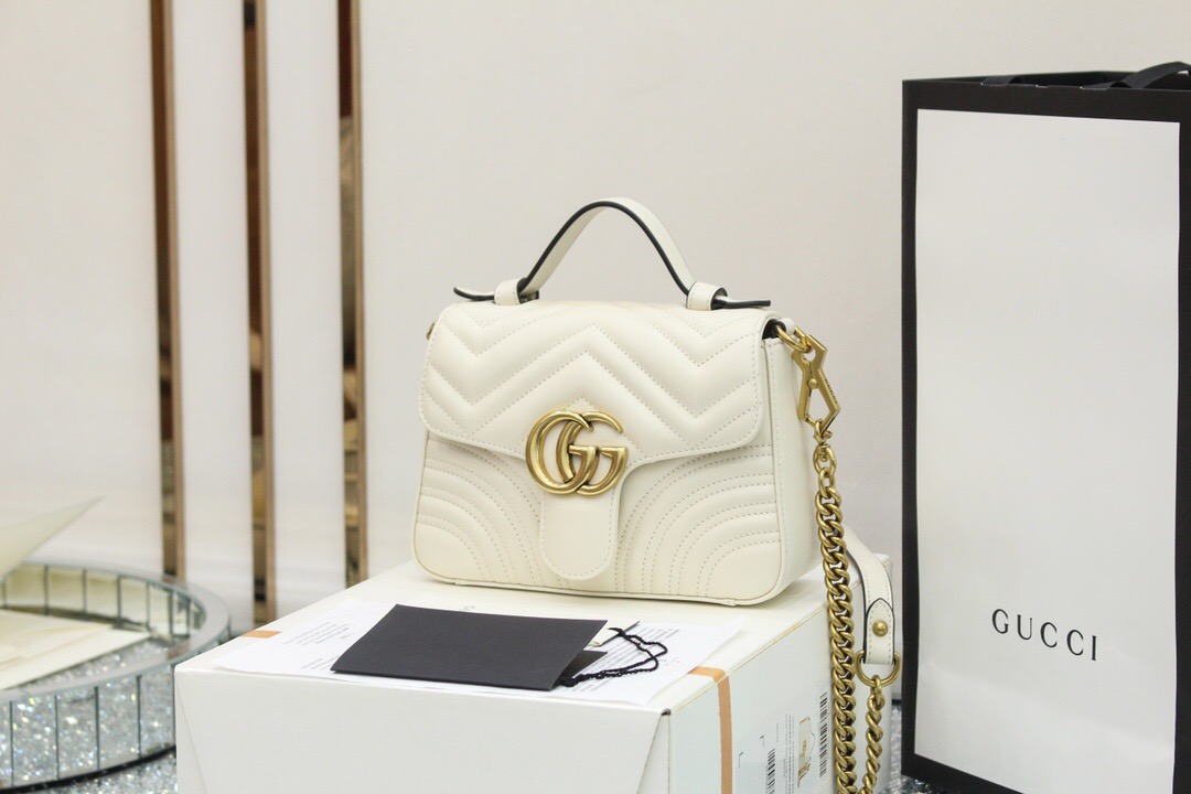 Gucci古驰 【原厂皮】Gucci GG Marmont mini top handle bag 547260 DTDIT 9022