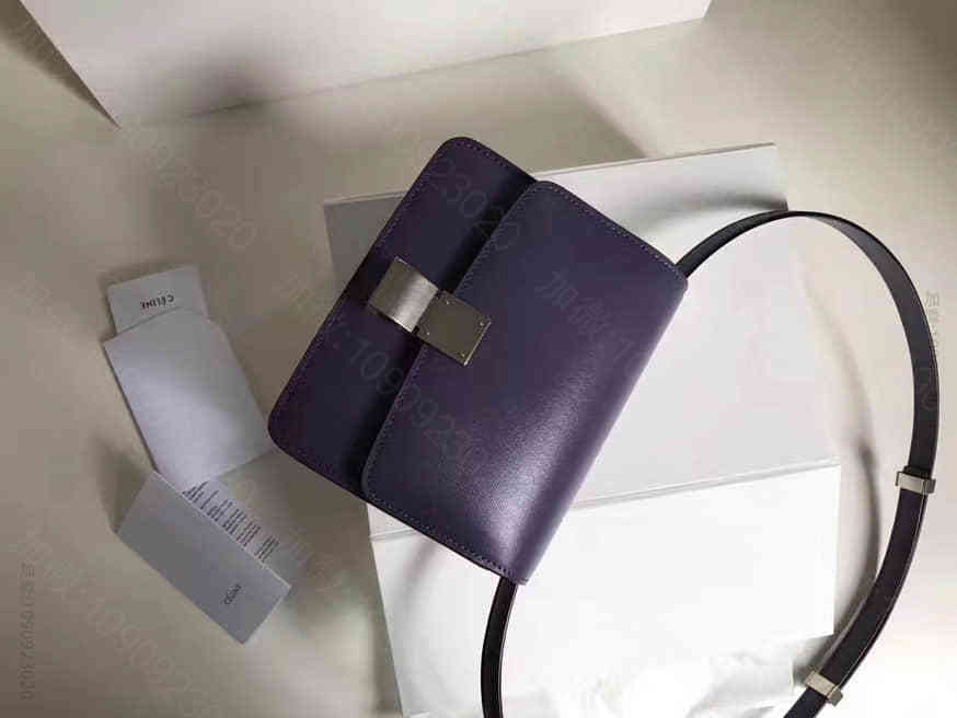C16418_赛琳斜跨女包 高仿赛琳网站 CELINE/赛琳 水晶紫细牙签纹Box皮复古豆腐包 164183
