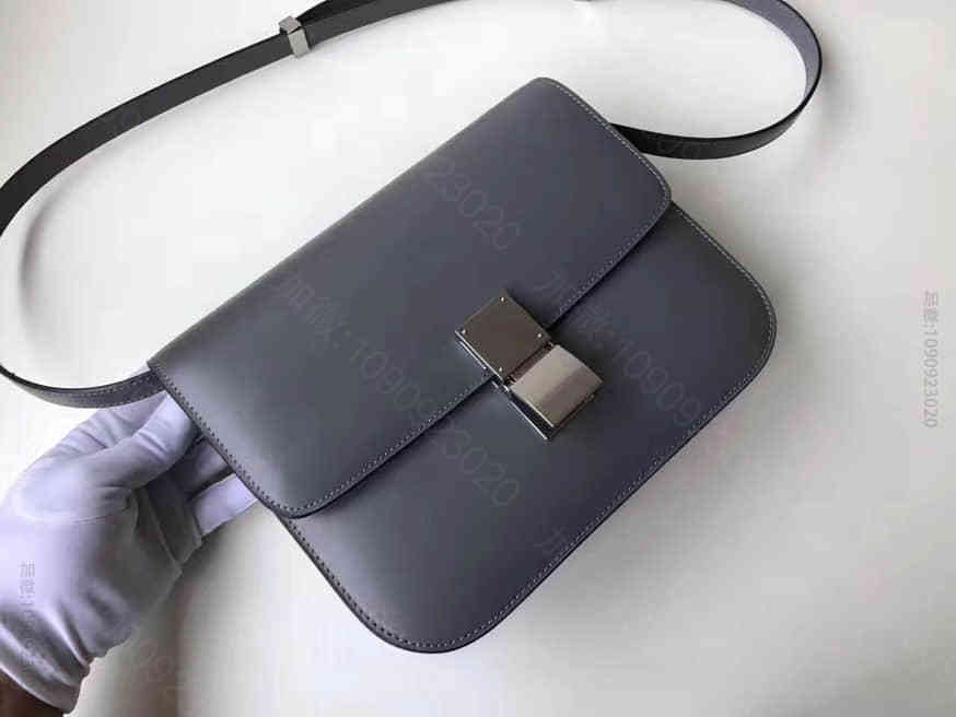 CELINE/赛琳 灰色中号细牙签纹Box皮复古豆腐包164173