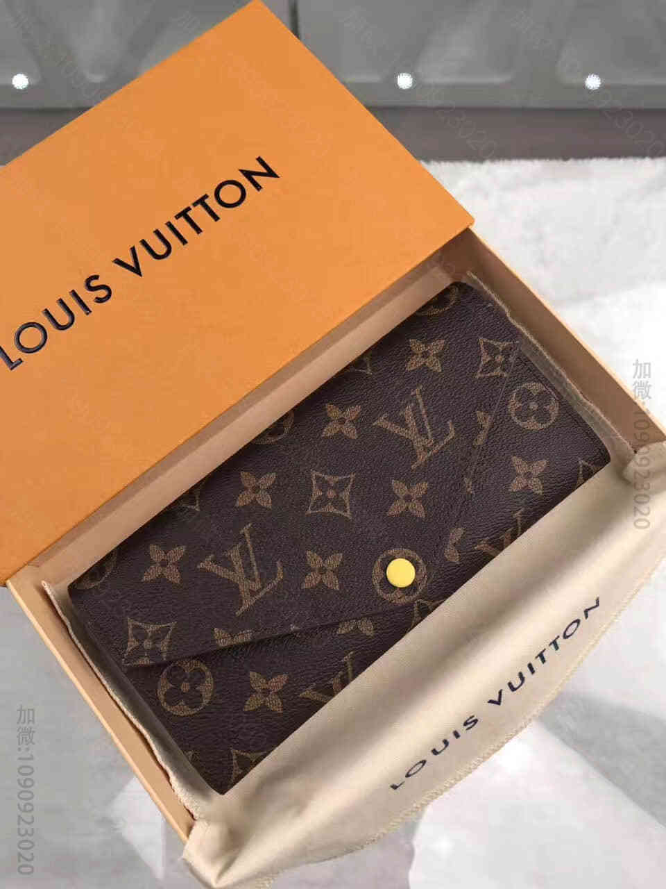 LV 老花拼柠檬黄JOSEPHINE女士长款信封式钱夹 M60709