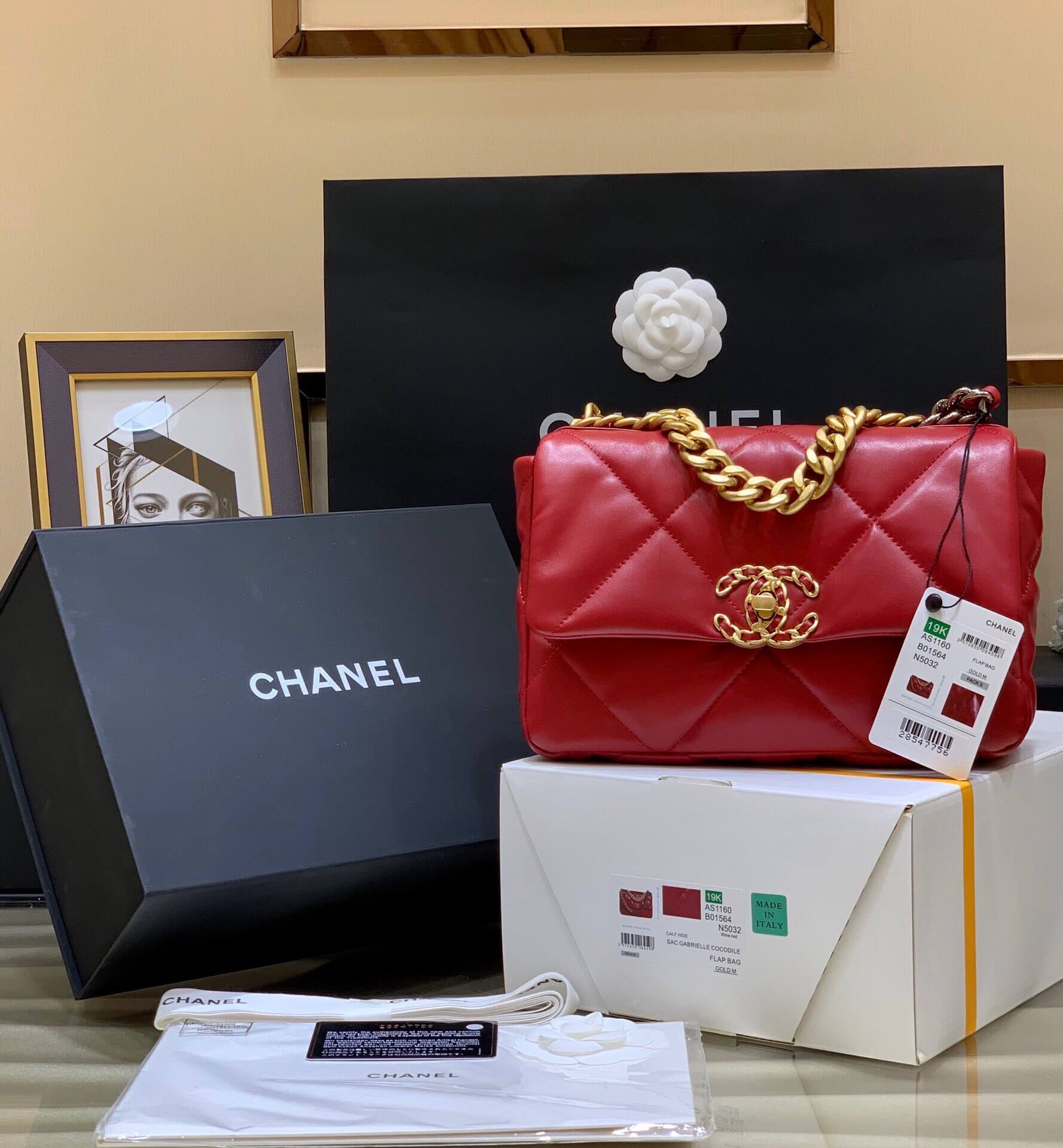 Chanel/香奈儿 专柜最新款19 bag小号 AS1160红色