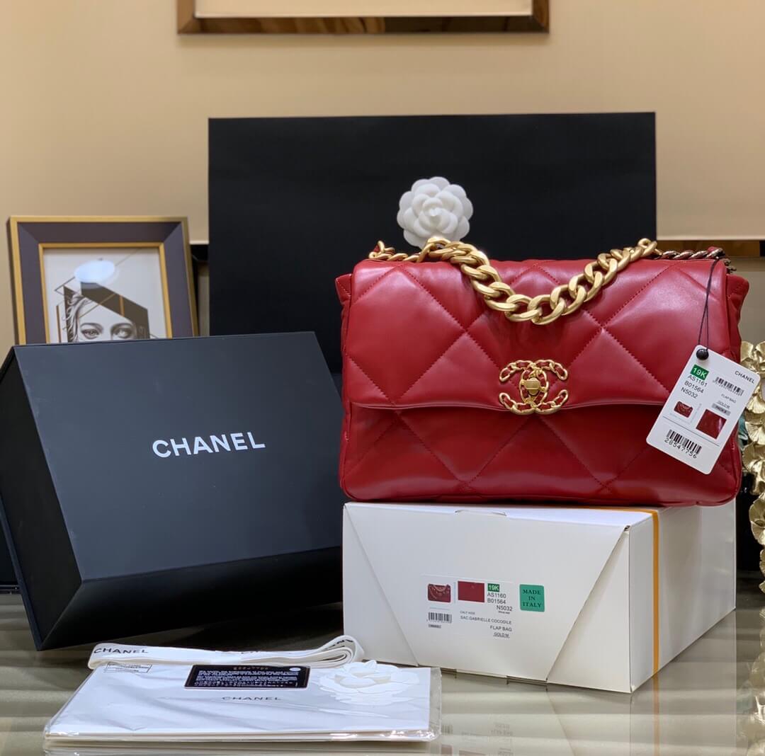 Chanel/香奈儿 专柜最新款19 bag中号 AS1161红色