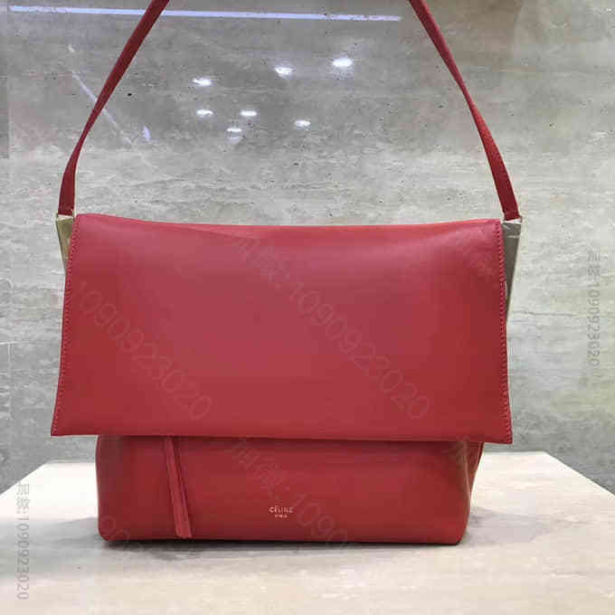 赛琳(CELINE)FLAP CLASP深粉色光滑小牛皮手袋 181563