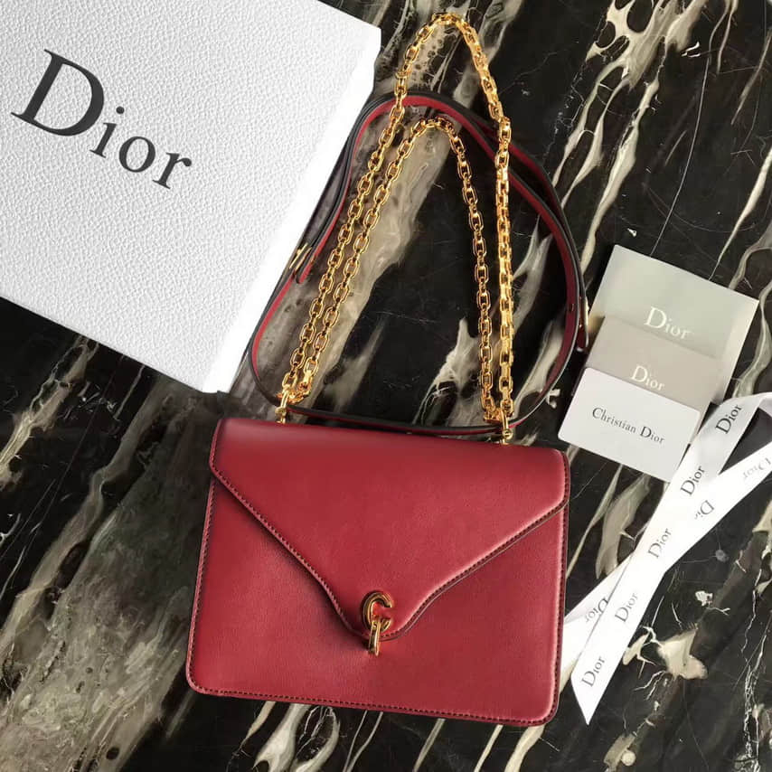 Dior/迪奥 Addict信封款CD扣红色链条包