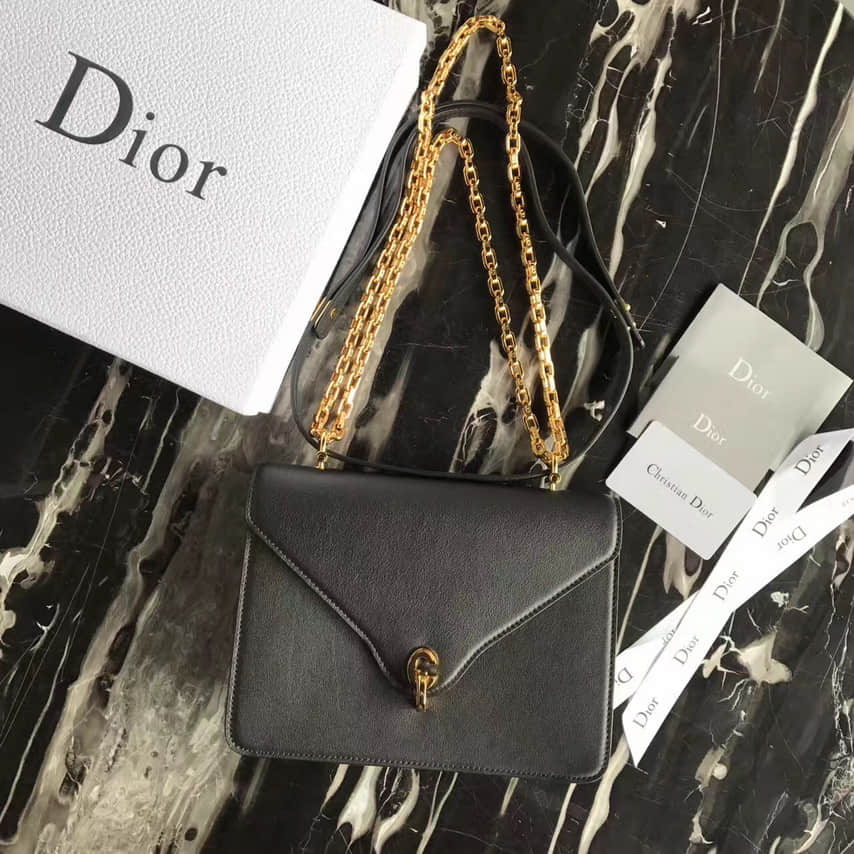 Dior/迪奥 Addict信封款CD扣黑色链条包