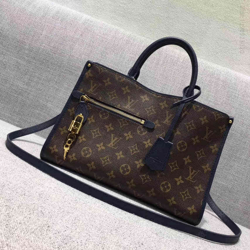 LV（路易威登）新款POPINCOURT老花拼藏蓝色机车包M43433