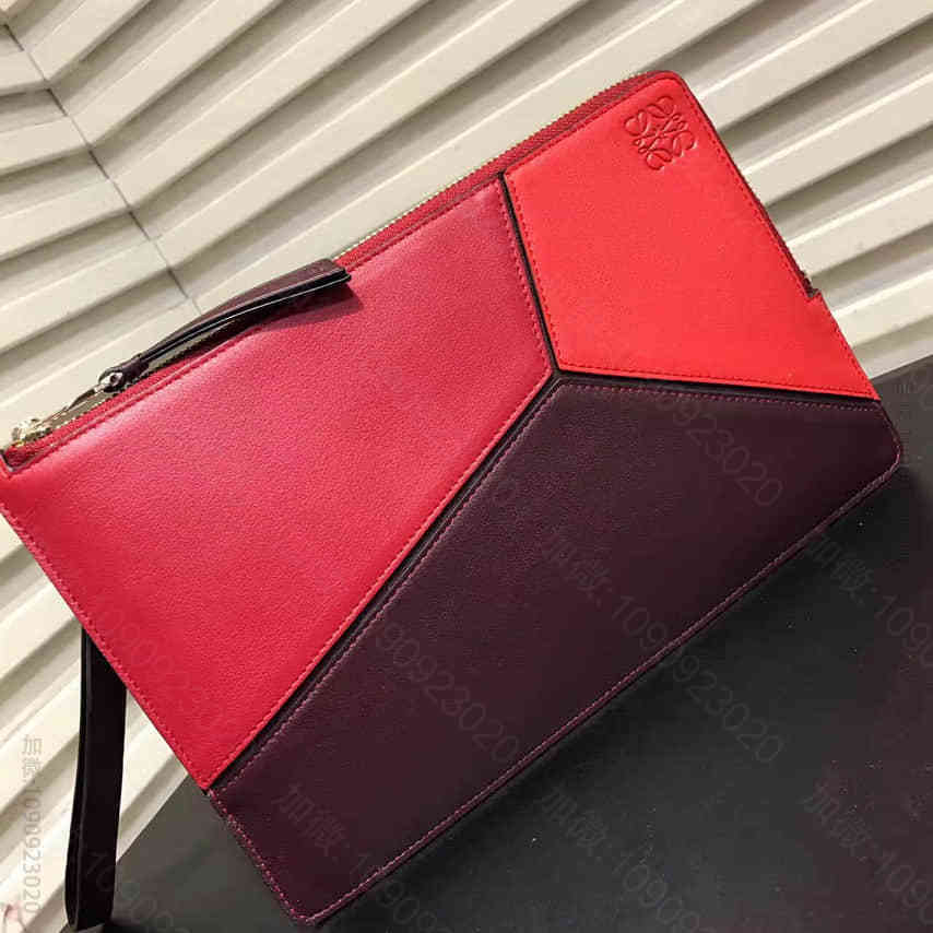 LOEWE罗意威 Flat pouch 拼色手包 122.30VR53红色/...