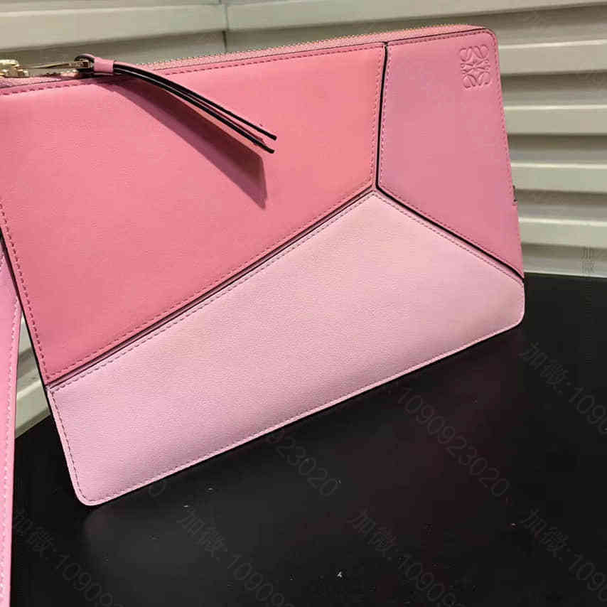 罗意威手抓女包 LOEWE罗意威 Flat pouch 拼色手包 0278粉色/樱花粉 
