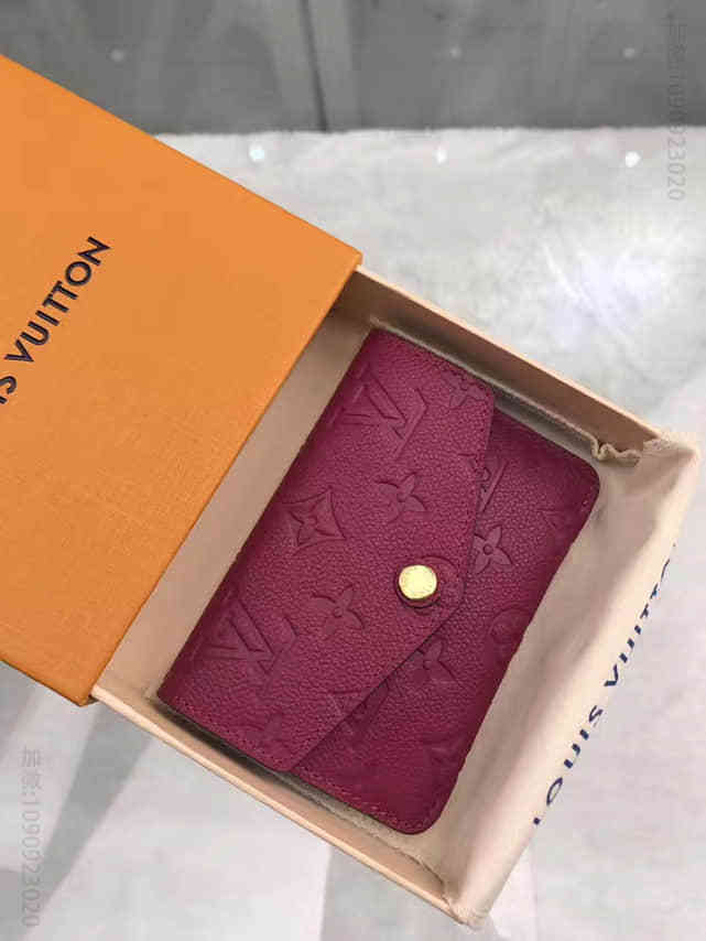 LV Monogram Empreinte酒红色荔枝纹压花皮革钥匙包 M61566