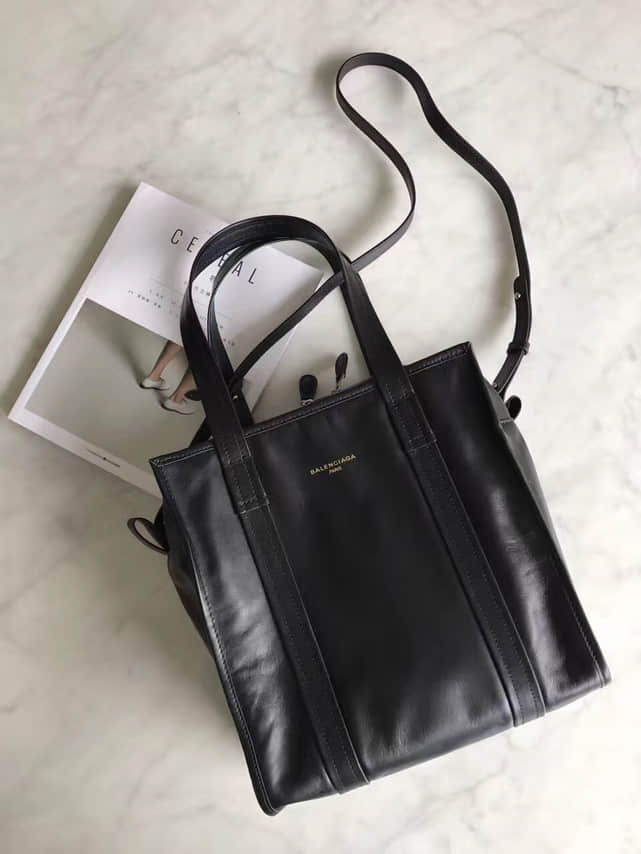 巴黎世家/Balenciaga Bazar羊皮购物袋 黑色