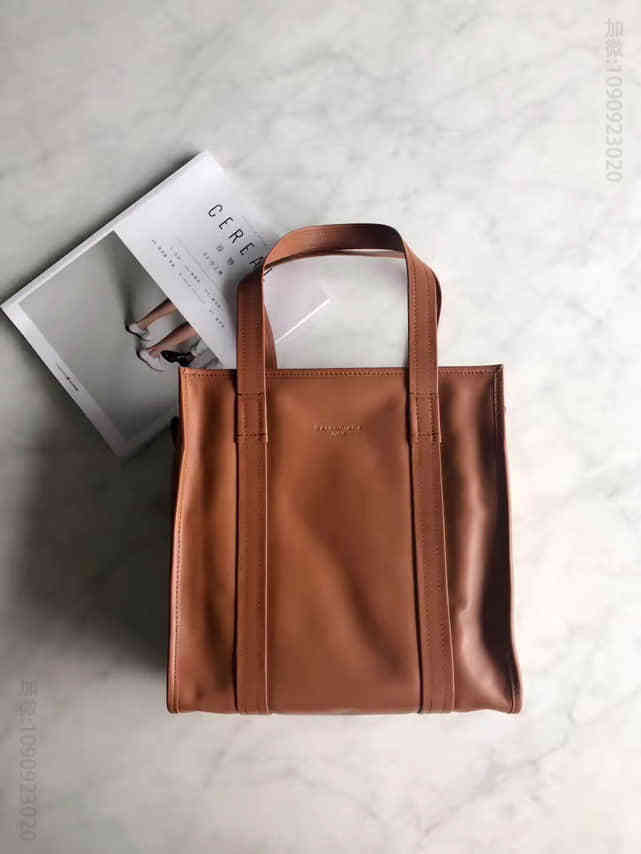 巴黎世家/Balenciaga Bazar羊皮购物袋 棕色