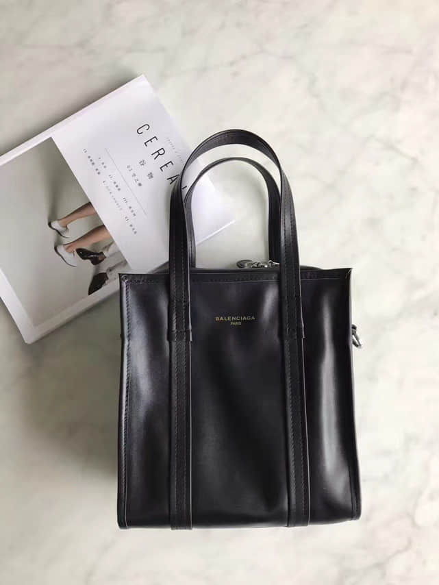 巴黎世家/Balenciaga 2017最新款 Bazar羊皮购物袋 小号黑色