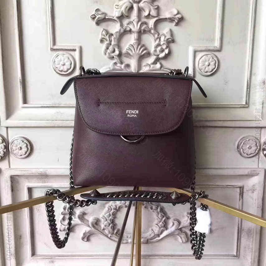 芬迪/FENDI MINI BACK TO SCHOOL缁色皮革背包8BZ0...