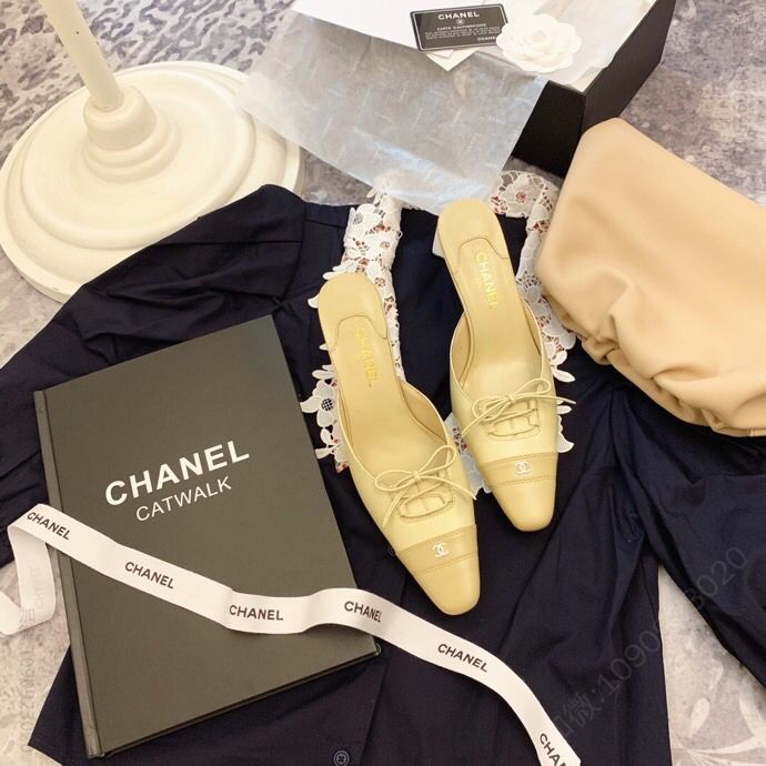 chanel香奈儿 小香中古Vintage 蝴蝶系带尖头跟鞋