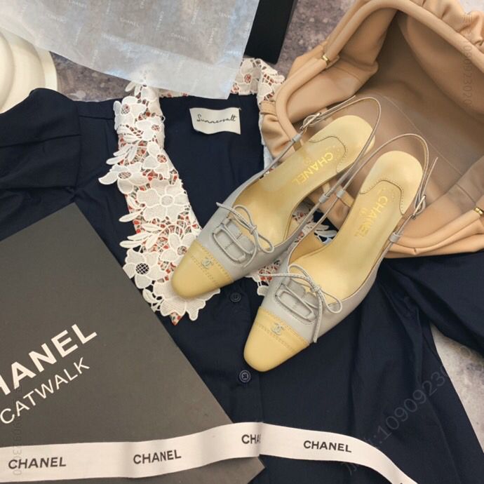 chanel香奈儿 小香中古Vintage 蝴蝶系带尖头跟鞋