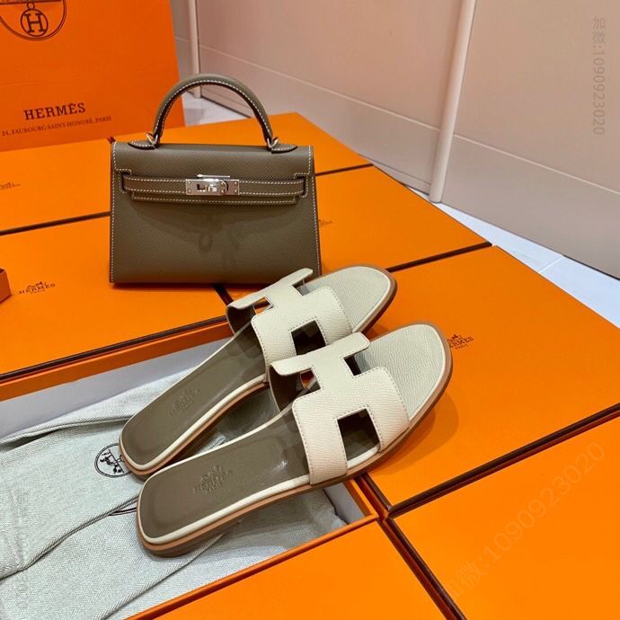 Hermes爱马仕 2023最新升级经典 H面款拖鞋 epson皮女款拖鞋