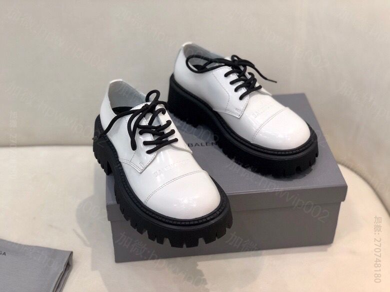 巴黎世家皮鞋 BALENCIAGA巴黎世家 质感黑魂厚底绑带单鞋 