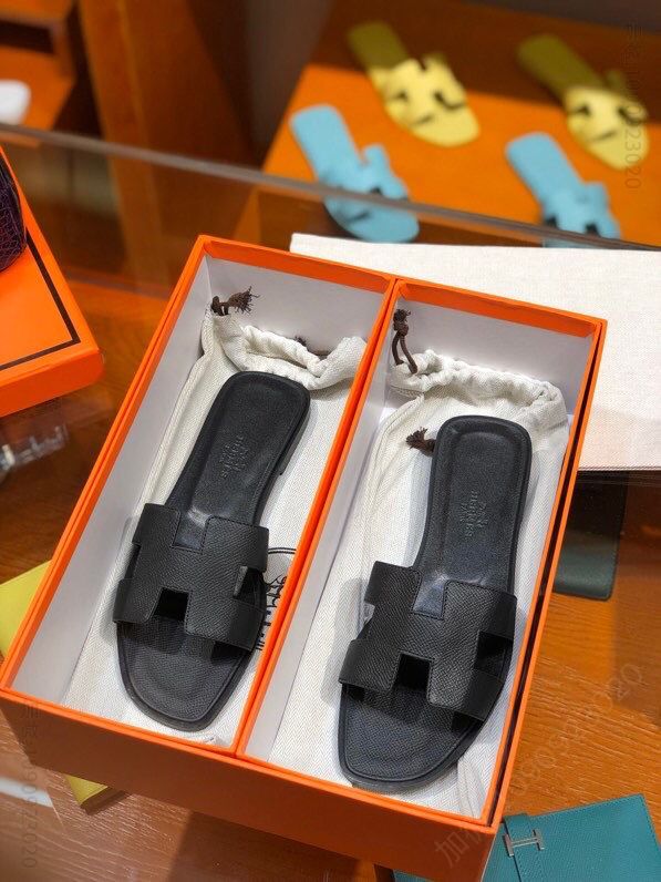 Hermes爱马仕 2023最新升级经典 H面款拖鞋 epson皮女款拖鞋