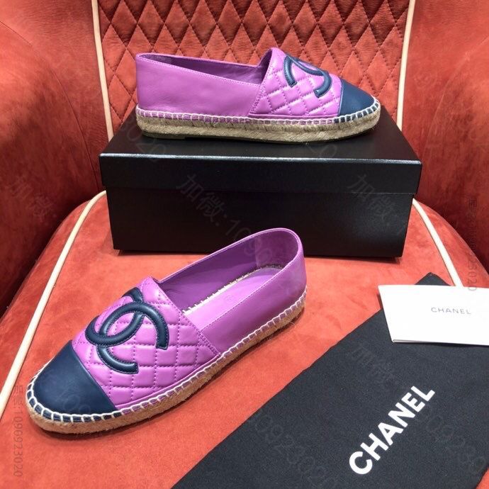 chanel香奈儿 纯棉涤纶面料黑灰白色系编织渔夫鞋