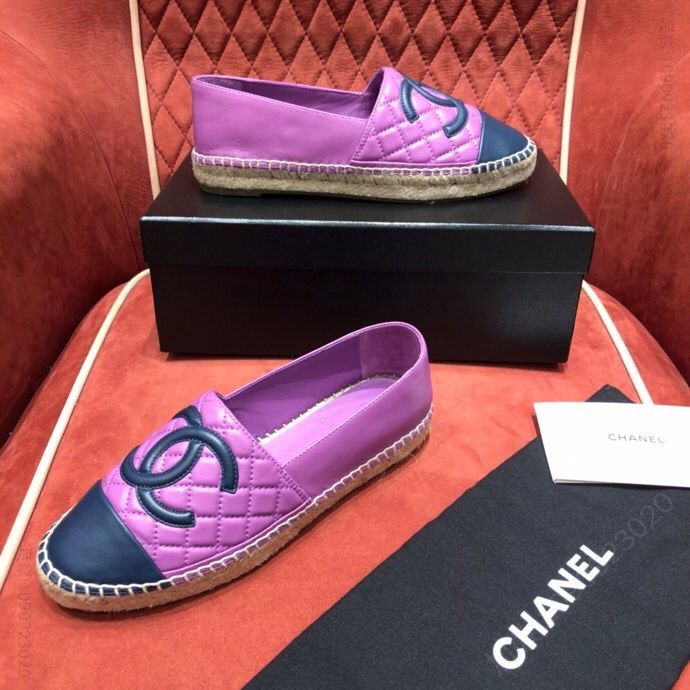 chanel香奈儿 纯棉涤纶面料黑灰白色系编织渔夫鞋