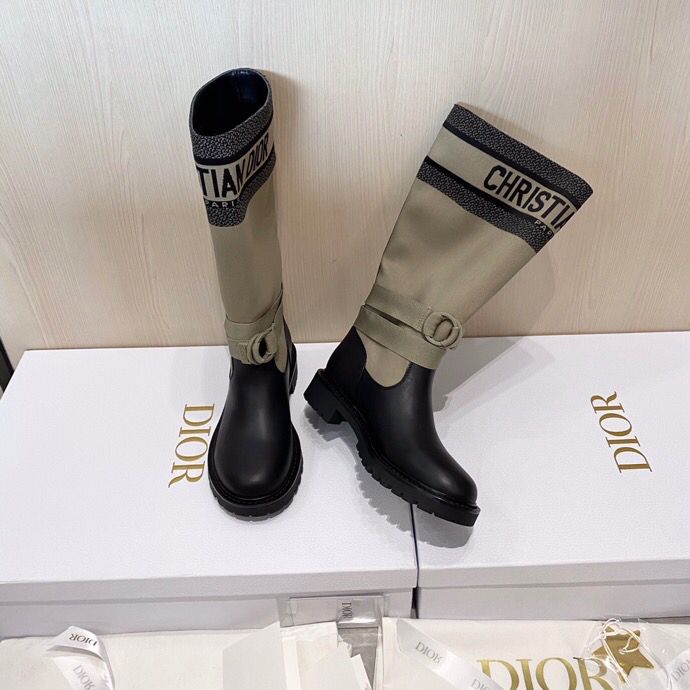 Dior/2023秋冬新款民族复古布面长靴