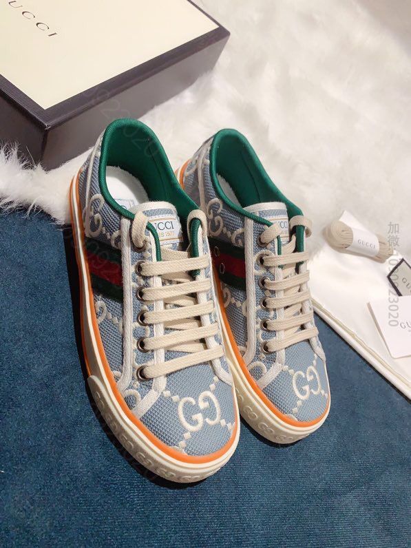 Gucci古驰 G家 Tennis 1977系列情侣GG运动帆布鞋
