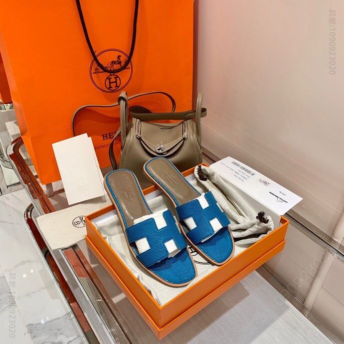 【HERMES】爱马仕 意大利进口高密度真皮大底鸵鸟皮拖鞋