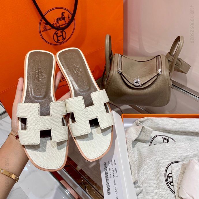 【HERMES】爱马仕 意大利进口高密度真皮大底鸵鸟皮拖鞋