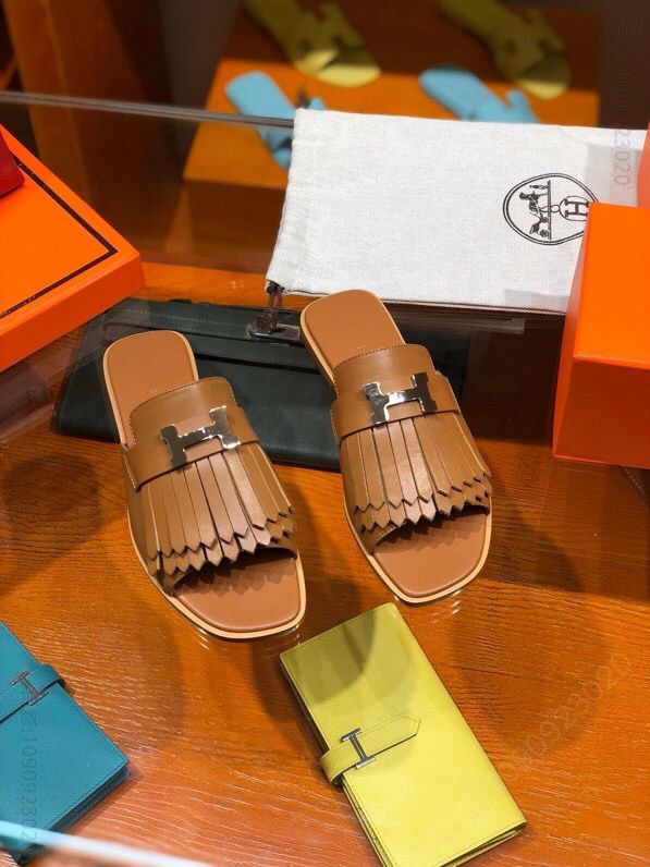【HERMES】爱马仕 意大利进口高密度真皮大底女士拖鞋