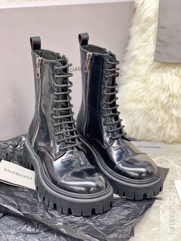 【BALENCIAGA 】巴黎世家大头马丁靴开边珠/小牛皮短靴 高仿巴黎世家短靴 