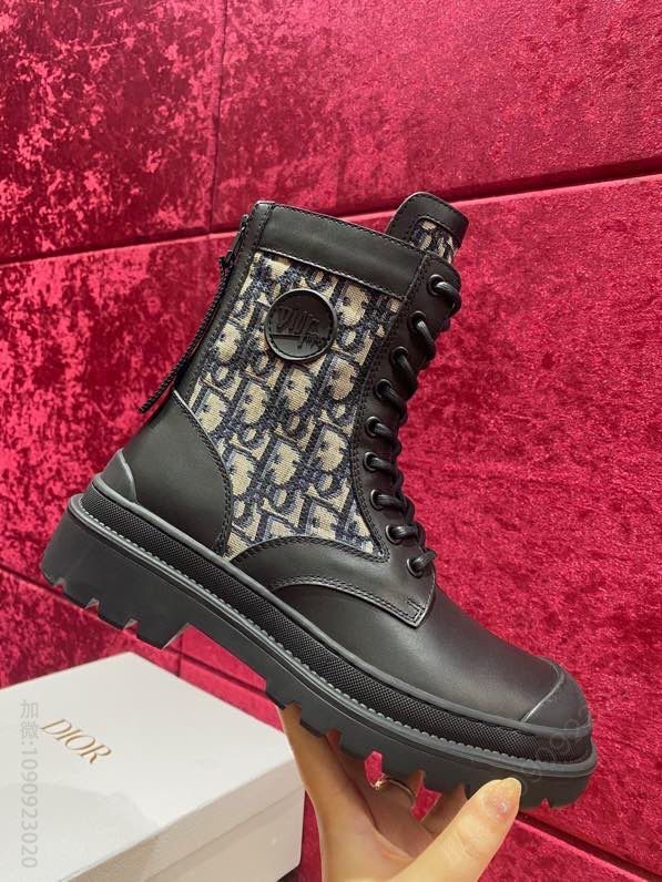Dior迪奥 Jadior 20新款字母老花拼皮机车短靴